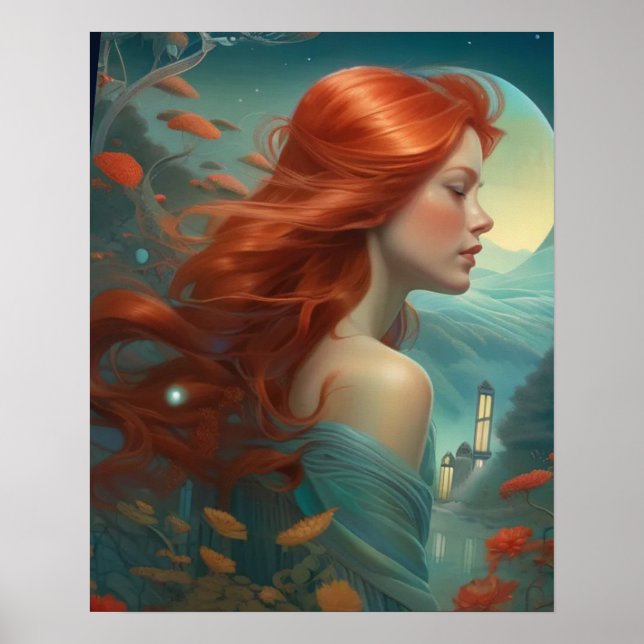 Poster - Rothaarige Frau  (Vorne)