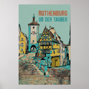 Poster Rothenburg médiévale ob der Tauber, Bavière