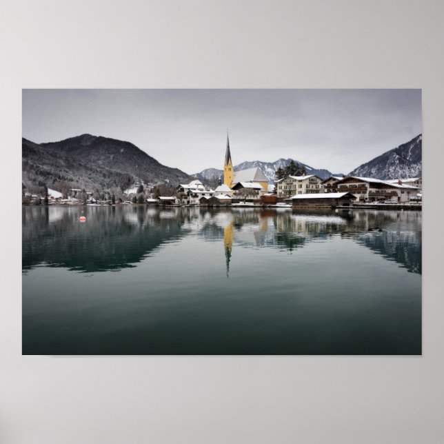 Poster Rottach-Egern au Tegernsee, Bavière en hiver (Devant)