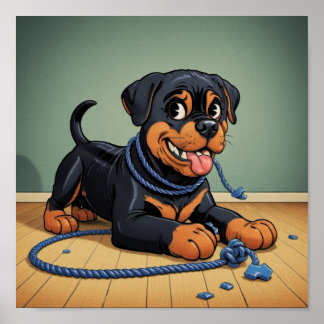 Poster Rottweiler avec Toy
