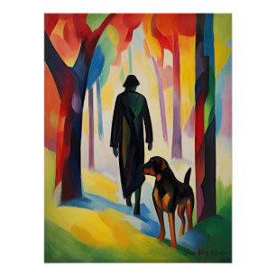 Poster Rottweiler chien marcher dans le parc 03 - Madelei