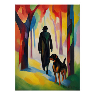 Poster Rottweiler chien marcher dans le parc 03 - Madelei