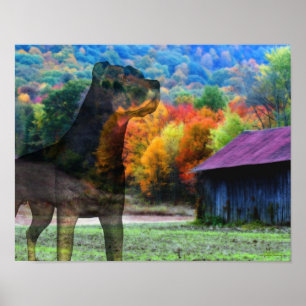 Poster Rottweiler Chien Tabac Grange Imaginaire Art