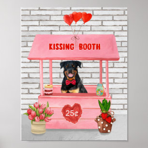 Poster Rottweiler Chien Valentine's Day Kissing Booth