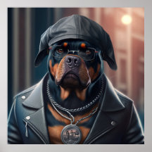 Poster Rottweiler Hipster Chien