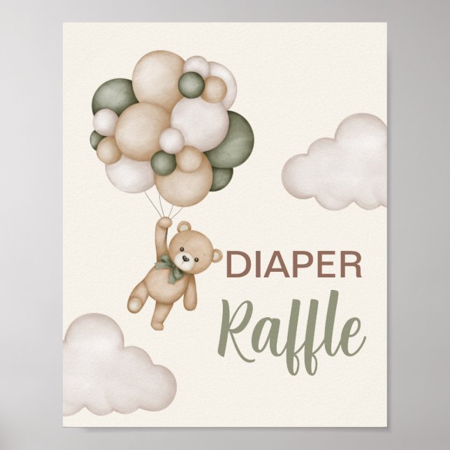 Póster Rótulo Teddy Bear Diaper Raffle Poster (Vorne)