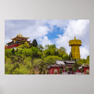 Poster Roue à prières tibétaine géante à Shangri-la - Yun