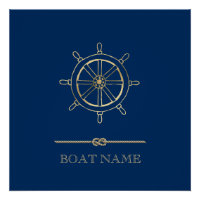 Roue de bateau en or nautique, Bleu marine