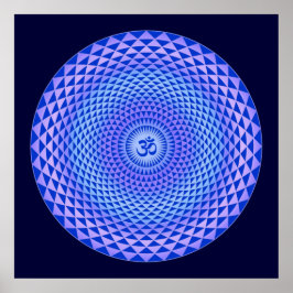 Poster Roue de méditation de fleurs de Lotus pourpre OM