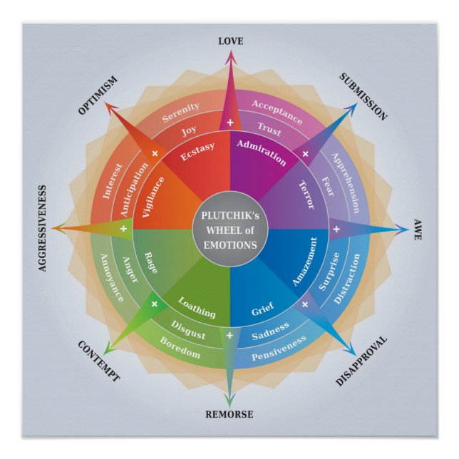 Poster Roue de Plutchiks - Diagramme de psychologie (Devant)