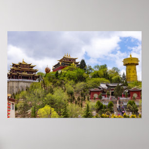 Poster Roue de prière tibétaine géante à Shangri-la - Yun