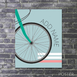 Poster Roue de vélo Hipster avec nom personnalisé 20x28