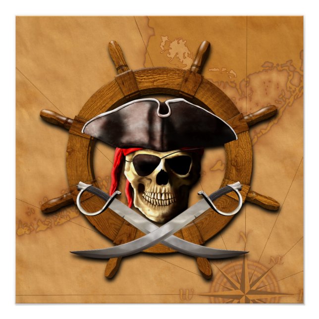 Poster Roue jolly roger pirate (Devant)