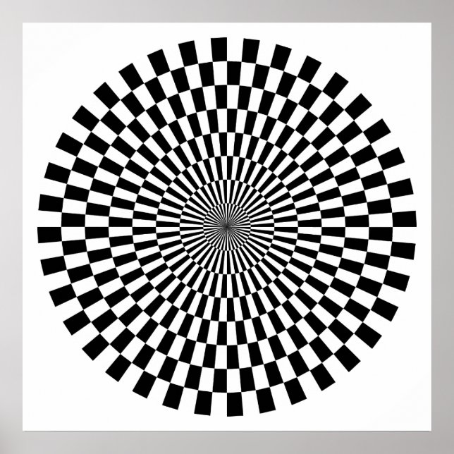 Poster Roue Op Art - Noir et Blanc (Devant)