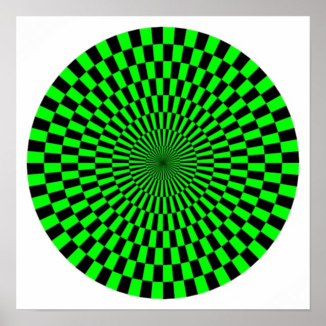 Poster Roue Op Art - Vert et Noir (Devant)