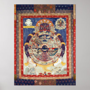 Poster Roue tibétaine du cycle de vie de Samsara