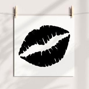 Poster Rouge à lèvres noir et blanc Kiss