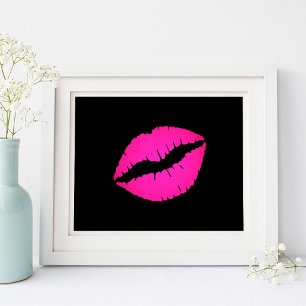 Poster Rouge à lèvres noir et rose vif Kiss