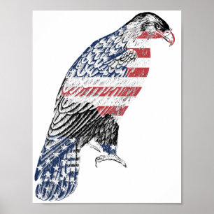 Poster Rouge Blanc Et Bleu USA Patriotique Eagle Art