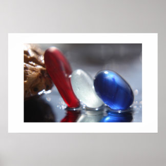 Poster Rouge blanc et bleu verre de la mer