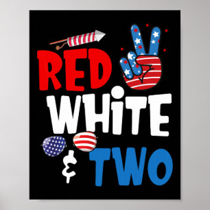 Poster Rouge Blanc Et Deux Anniversaires 4 juillet Améric