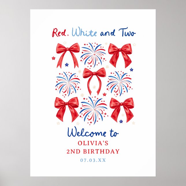 Poster Rouge Blanc et Deux Fille de juillet 2ème annivers (Devant)