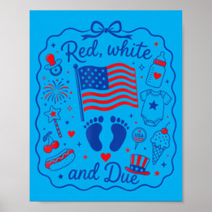 Poster Rouge Blanc Et Enceinte Révélation De Grossesse Du