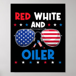 Poster Rouge Blanc Et Lunettes De Soleil Oiler 4 Juillet 
