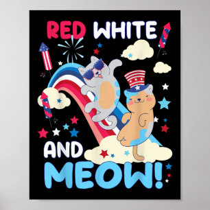Poster Rouge, Blanc Et Miaou ! Les Amoureux Des Chats S'A