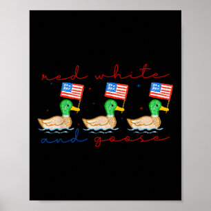 Poster Rouge Blanc Et Oie 4 Juillet Fête De L'indépendanc