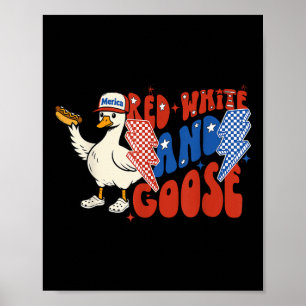 Poster Rouge Blanc Et Oie 4 juillet Oie Patriotique Ho