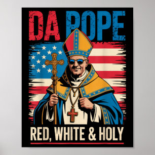 Poster Rouge Blanc Saint Pape D'Amérique Chicago Pape L