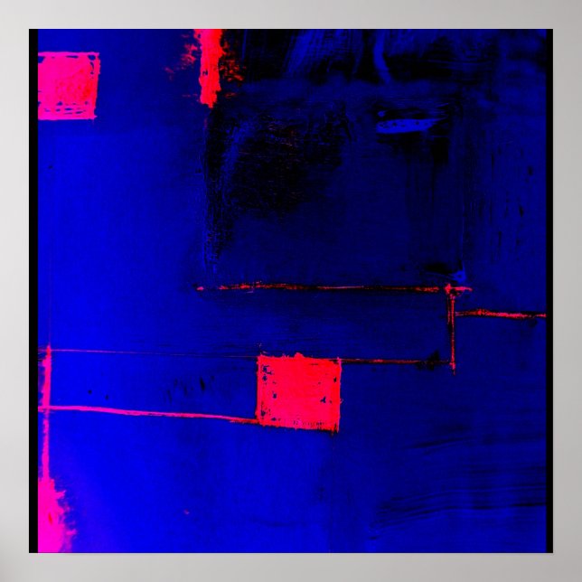 Poster rouge bleu Abstrait Art moderne original Im (Devant)
