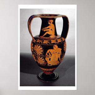 Poster Rouge-chiffre amphora de grenier dépeignant un