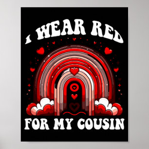 Poster Rouge Cousin Rétro Sensibilisation à la maladie ca