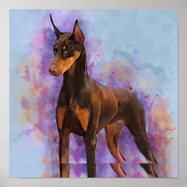 Poster Rouge Doberman Pinscher 3/4 avant (Devant)