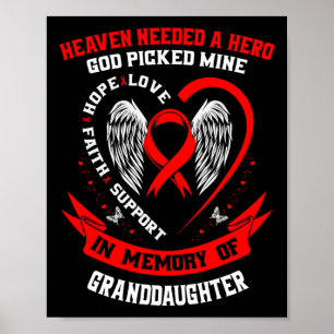 Poster Rouge En Mémoire De La Petite-Fille Maladie Cardia