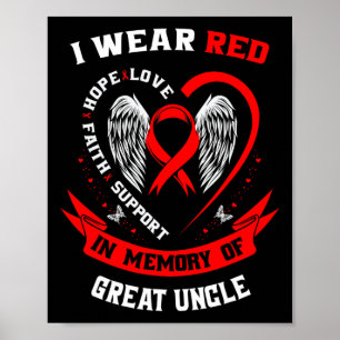 Poster Rouge En Mémoire Du Grand Oncle Maladie Cardiaque
