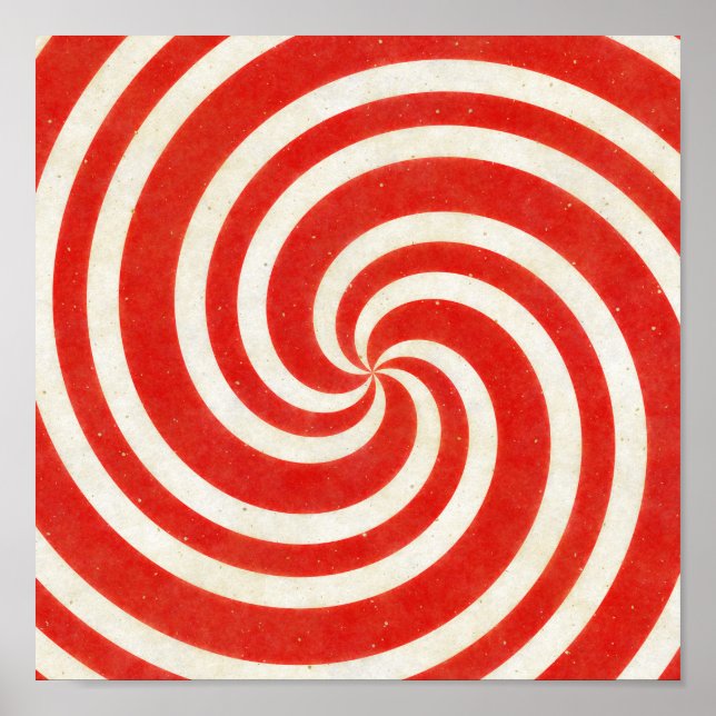 Poster Rouge et blanc Dizzy Candy Swirl (Devant)