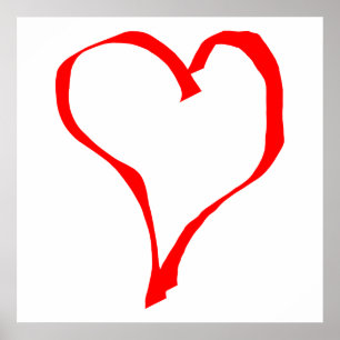 Poster Rouge et Blanc Love Heart Design.