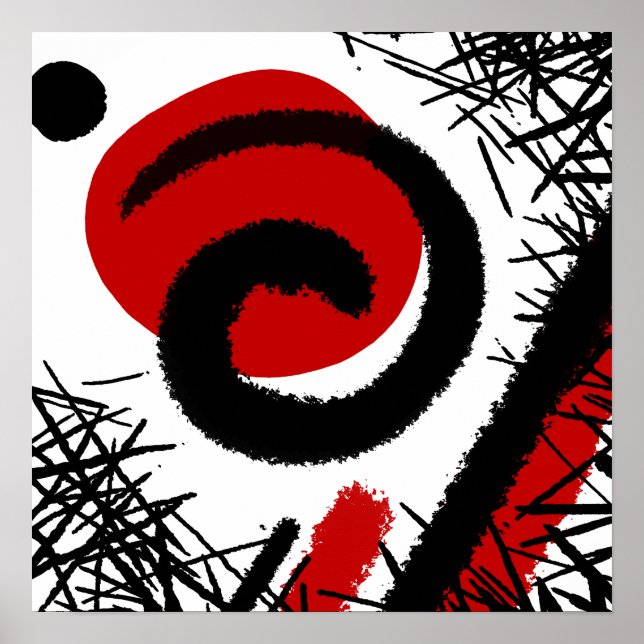Poster Rouge et noir moderne Abstrait (Devant)