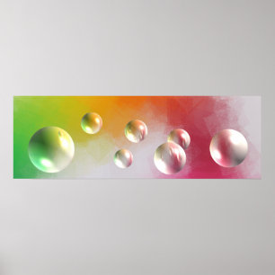 Poster Rouge Jaune Bleu Vert Rose Violet Art Abstrait