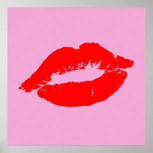 Poster Rouge lèvres Kiss Mod Pop Art Personnalisé Couleur