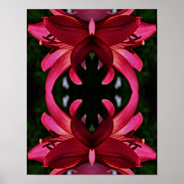 Poster Rouge Lily Flower Art Abstrait (Devant)
