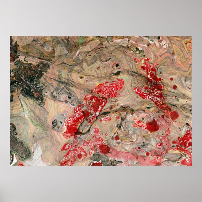 Poster Rouge noir Brown vert moderne Art Abstrait moderne (Devant)
