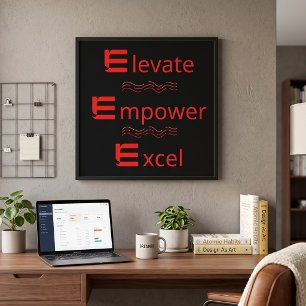 Poster Rouge & Noir Élever Autonomiser Exceller Motivatio