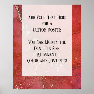 Poster Rouge & Or Abstrait Encre d'alcool do-it-yourself