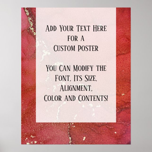 Poster Rouge & Or Abstrait Encre d'alcool do-it-yourself  (Devant)