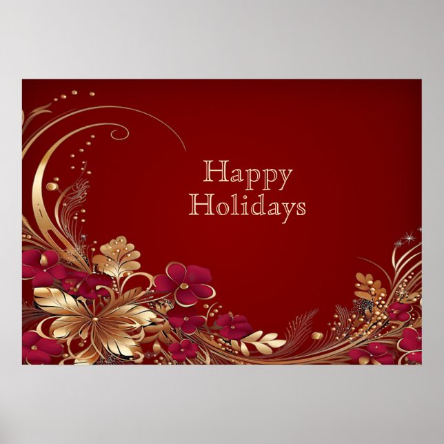Poster rouge or Floral Holiday (Devant)