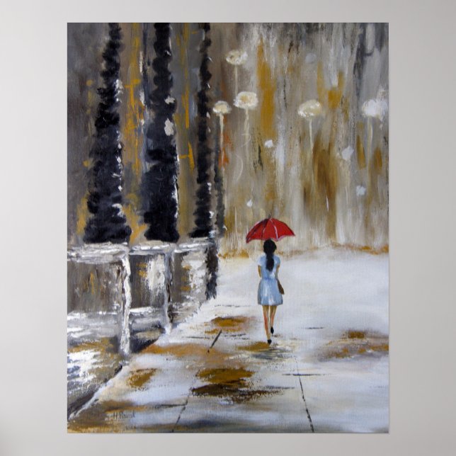 Poster rouge parapluie (Devant)